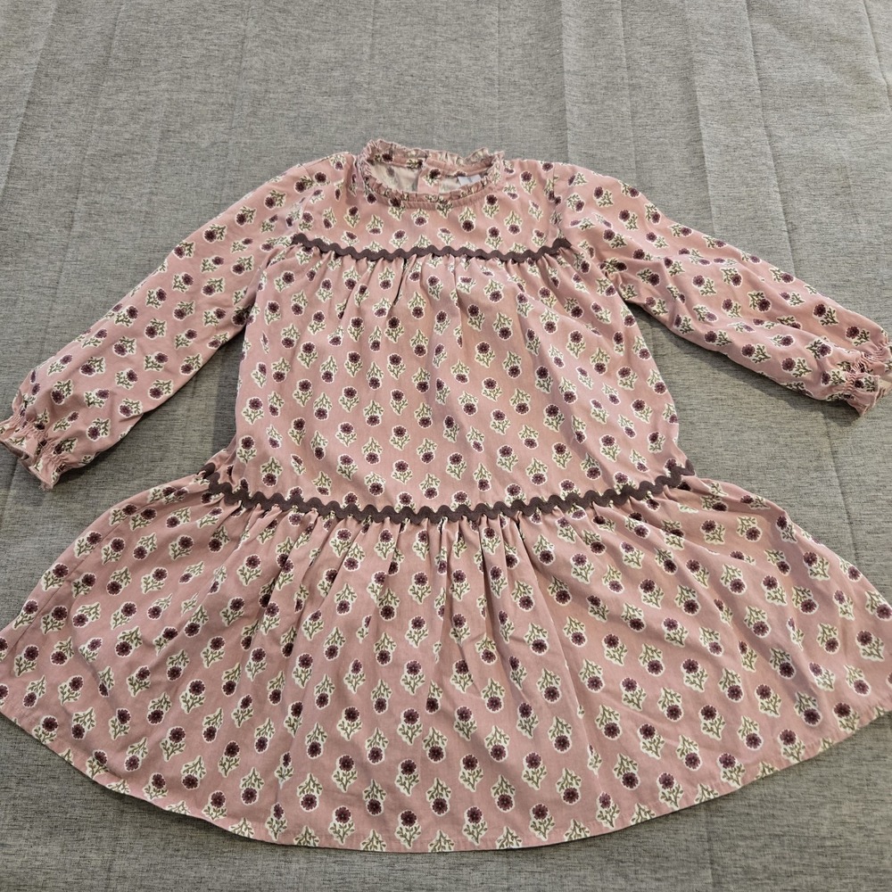 Modern Moments by Gerber 100% Cotton Girl's Dress Dusty Rose w/ Floral Design 5T